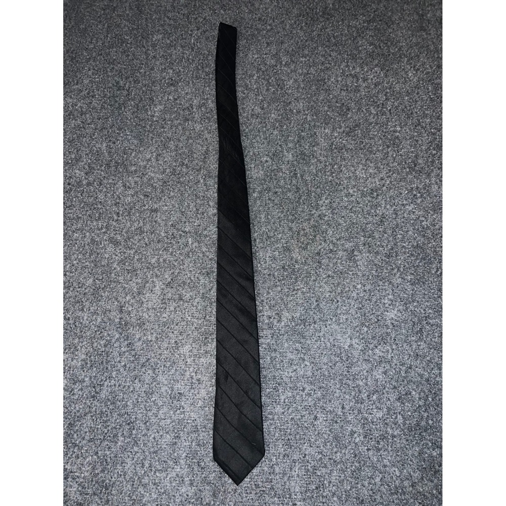 Mens Black 100% Silk Diagonal Ribbed Texture Necktie Formal Business Tie